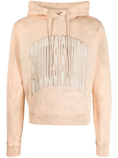Etudes Studio Embroidered-logo Bleach Hoodie In Orange