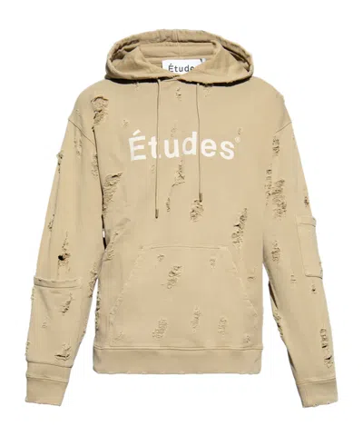 Etudes Studio Ensemble Distressed-effect Hoodie In Nude