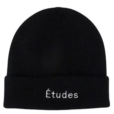 ETUDES STUDIO ETUDES BLACK WOOL-BLEND LOGO BEANIE