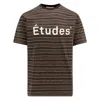 Etudes Studio Biologic Cotton T-shirt With Striped Motif In Brown