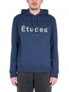 Etudes Studio Etudes Logo Printed Drawstring Hoodie In Blue