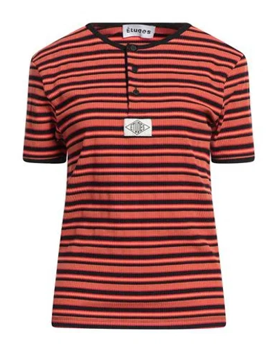 Etudes Studio Études Man T-shirt Orange Size L Polyester, Cotton, Elastane