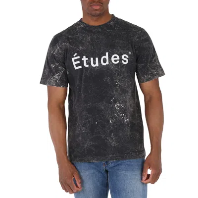 Etudes Studio Etudes Men's Bleached Black Logo-print Organic Cotton T-shirt In Multi