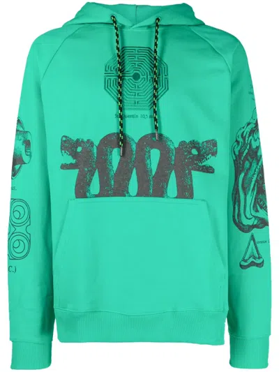 Etudes Studio Graphic-print Drawstring Hoodie In Green