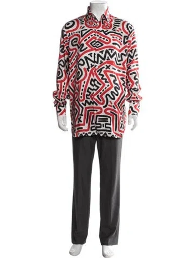 Pre-owned Etudes Studio Graphic Print Long Sleeve Shirt In Red
