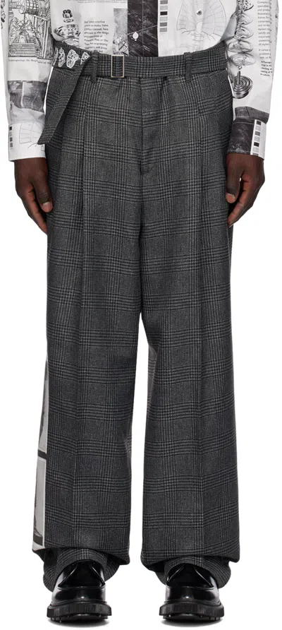 Etudes Studio X Batia Suter Cooper Wide-leg Trousers In Check Grey