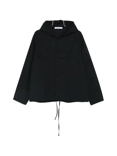 Etudes Studio Hooded Button-down Shirt Jacket In Black