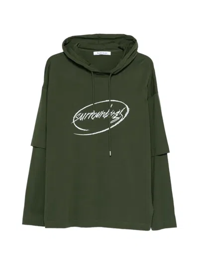 Etudes Studio Hooded Layered T-shirt In Green