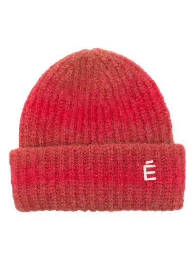 Etudes Studio Logo-patch Beanie Hat In 红色