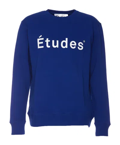 Etudes Studio Logo-print Crew Neck Sweatshirt In Blue