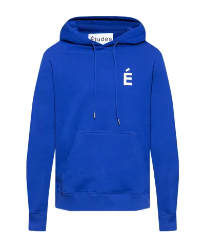 Etudes Studio Logo-print Long-sleeve Hoodie In Blue