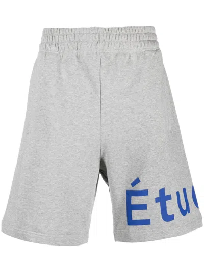 Etudes Studio Logo-print Organic Cotton Shorts In Grau