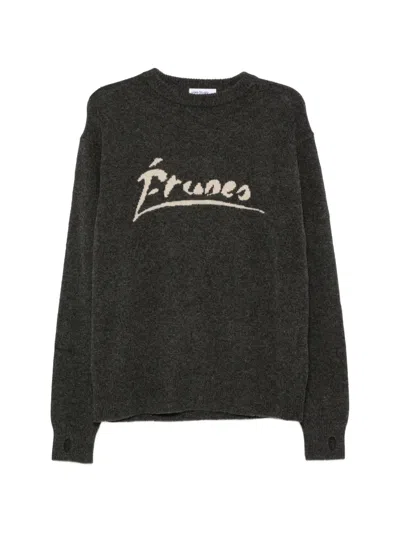Etudes Studio Logo-intarsia Round-neck Sweater In Grey