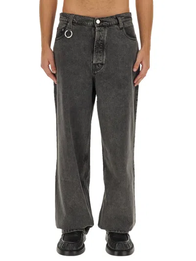 Etudes Studio Logo-patch Organic Cotton Wide-leg Jeans In Black