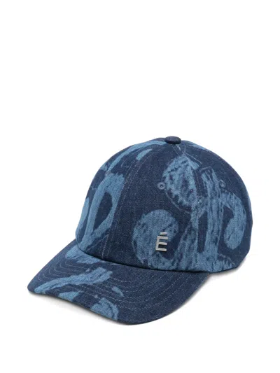 Etudes Studio Logo-plaque Denim Cap In Red