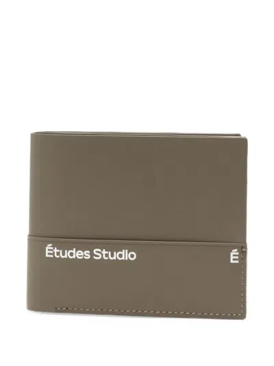 Etudes Studio Logo-print Leather Wallet In Green