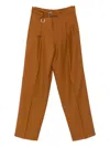 Etudes Studio Loose Suit Belted Pleated Trousers In Brown