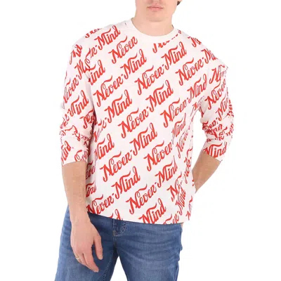 Etudes Studio Men's Spirit Long Sleeved Nevermind Allover Logo T-shirt In White