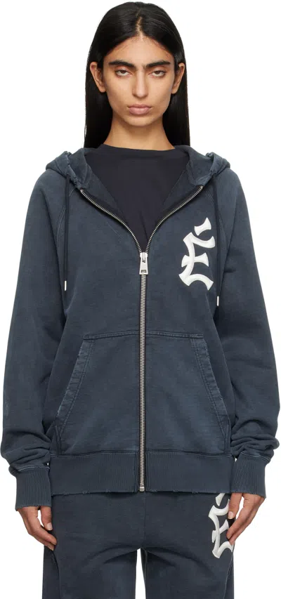 Etudes Studio Navy 'the City' Loose Zipped Hoodie