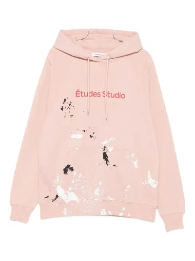 Etudes Studio Paint-splatter Logo Hoodie In Pink