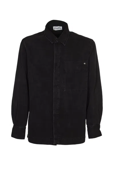 Etudes Studio Picture Canvas Wrinkled Shirt In Black