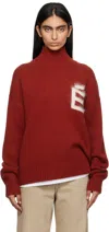 Etudes Studio Red Recycled Wool Turtleneck In Brick