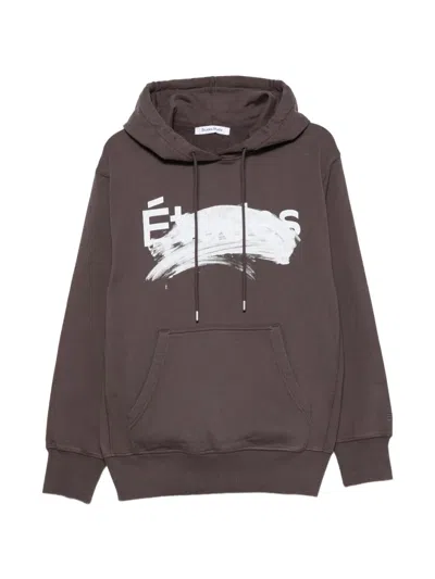 Etudes Studio Relax Smudged Logo-print Hoodie In Brown