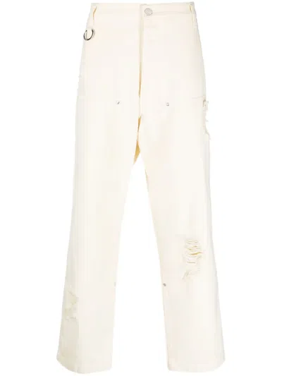 Etudes Studio Ripped-detailing Loose-fit Jeans In Weiss