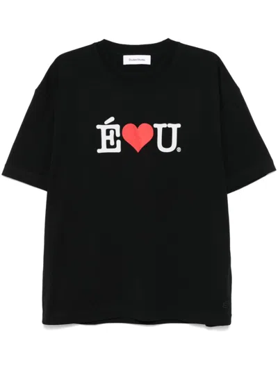 Etudes Studio Slogan-print T-shirt In Black