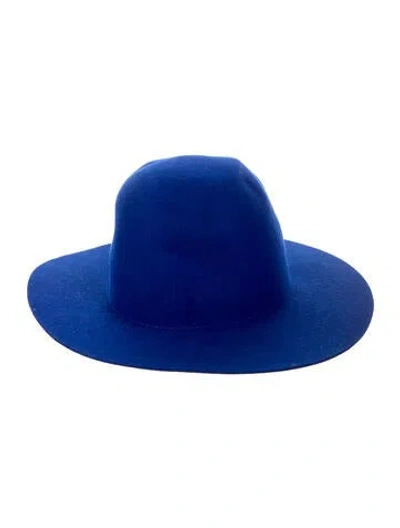 Pre-owned Etudes Studio Solid Felt Fedora W/tags In Blue