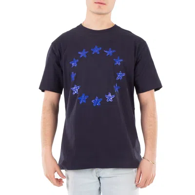 Etudes Studio Stars Print Regular Cotton T-shirt In Blue