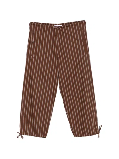 Etudes Studio Striped Drawstring Trousers In Brown