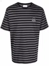 Etudes Studio Striped Logo-embroidered T-shirt In Grey