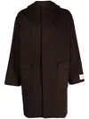 Etudes Studio Temple Logo-patch Hooded Coat In Brown