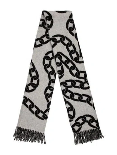 Pre-owned Etudes Studio Virgin Wool Printed Scarf In Black