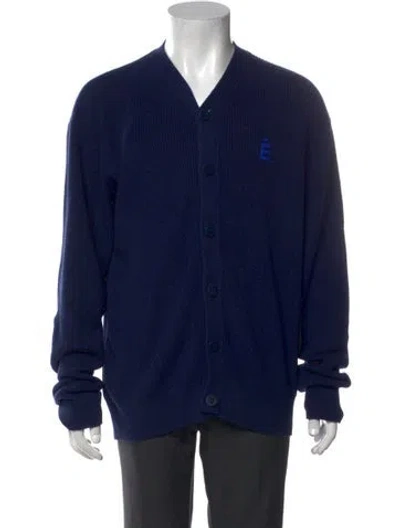 Pre-owned Etudes Studio V-neck Long Sleeve Cardigan In Blue