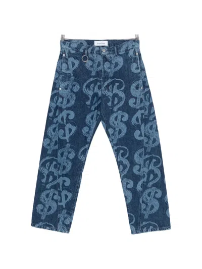 Etudes Studio X Andy Warhol Dollar-sign Print Jeans In Blue