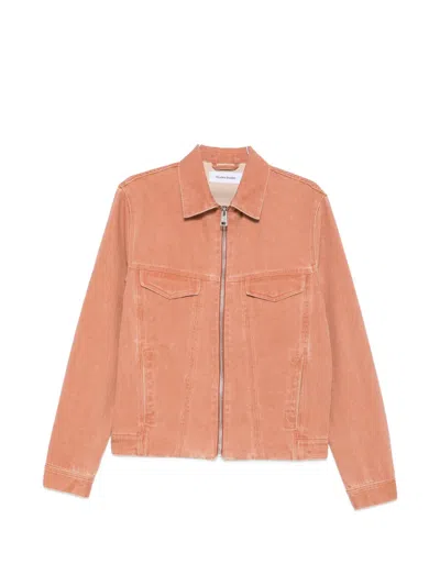 Etudes Studio Zip-up Slim-fit Denim Jacket In Orange