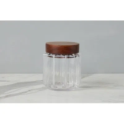 Etúhome Fluted Glass Canister, Wood Lid In Brown