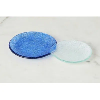 Etúhome Glass Snack And Tea Duo Plate In Blue
