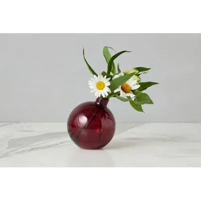 Etúhome Glass Sphere Bud Vase In Red
