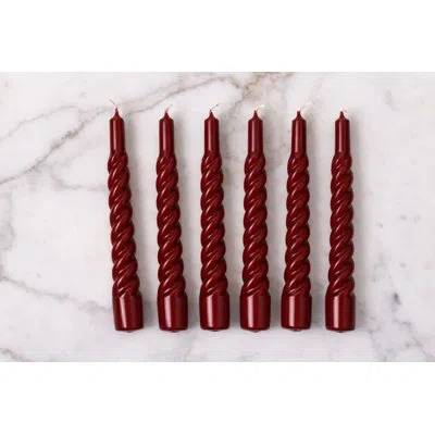 Etúhome Lacquered Twisted Taper Candles In Red