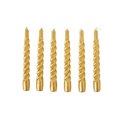 Etúhome Lacquered Twisted Taper Candles - Set Of 6 - Gold