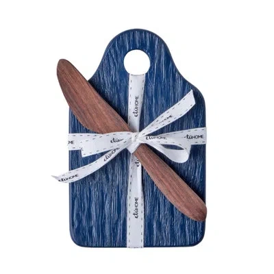 Etúhome Mini Appetizer Board - Navy - White Ribbon In White,navy Blue