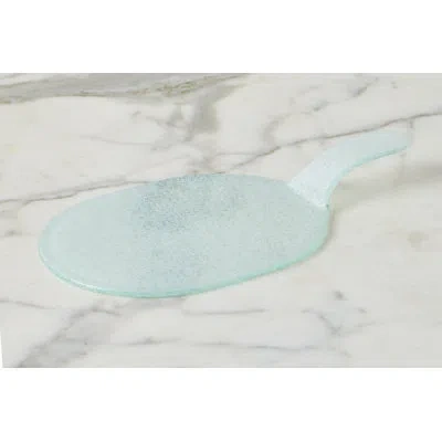 Etúhome Mini Glass Oval Cheese Tray, White In Green
