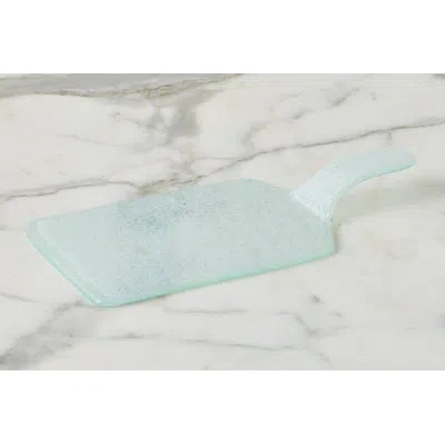Etúhome Mini Glass Rectangle Cheese Tray, White In Blue
