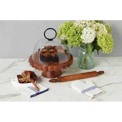 Etúhome Natural Scalloped Cake Stand In Brown