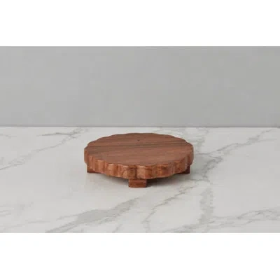 Etúhome Scalloped Trivet Riser, Small Round, Natural In Brown