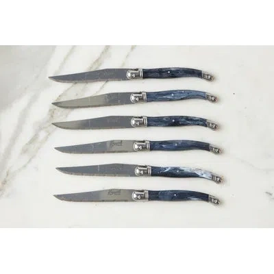 Etúhome The Original French Laguiole Steak Knives, Wood Drawer Box In Blue