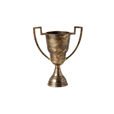 Etúhome Vintage Trophy Cup - 4"l X 7.5"w X 9"h - Distressed Gold